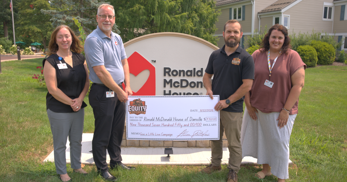 Equity Roofing Donates $9,750 to Ronald McDonald House of Danville