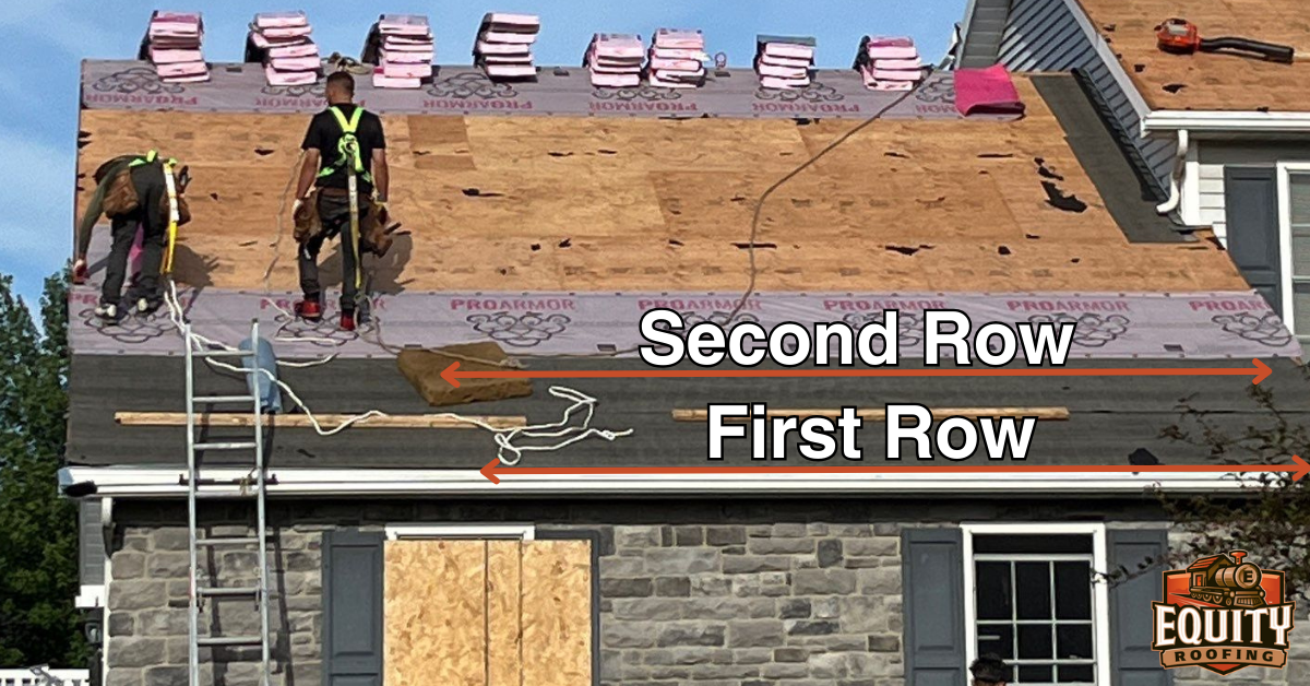 Two rows of ice and water shield on roof